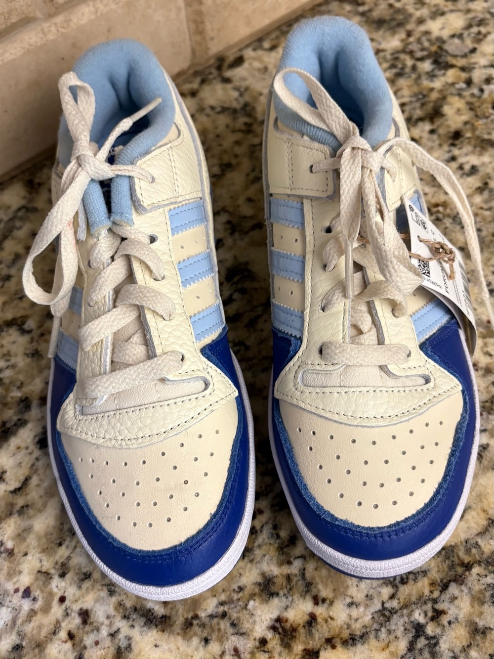adidas Kids Cream, Light Blue and Blue Sneakers